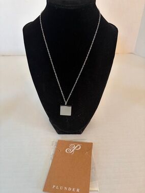 Plunder Silver Square Pendant on Chain